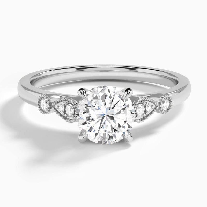 Round Ballad Lab Grown Diamond Engagement Ring In 14K White Gold - Lucenjuri