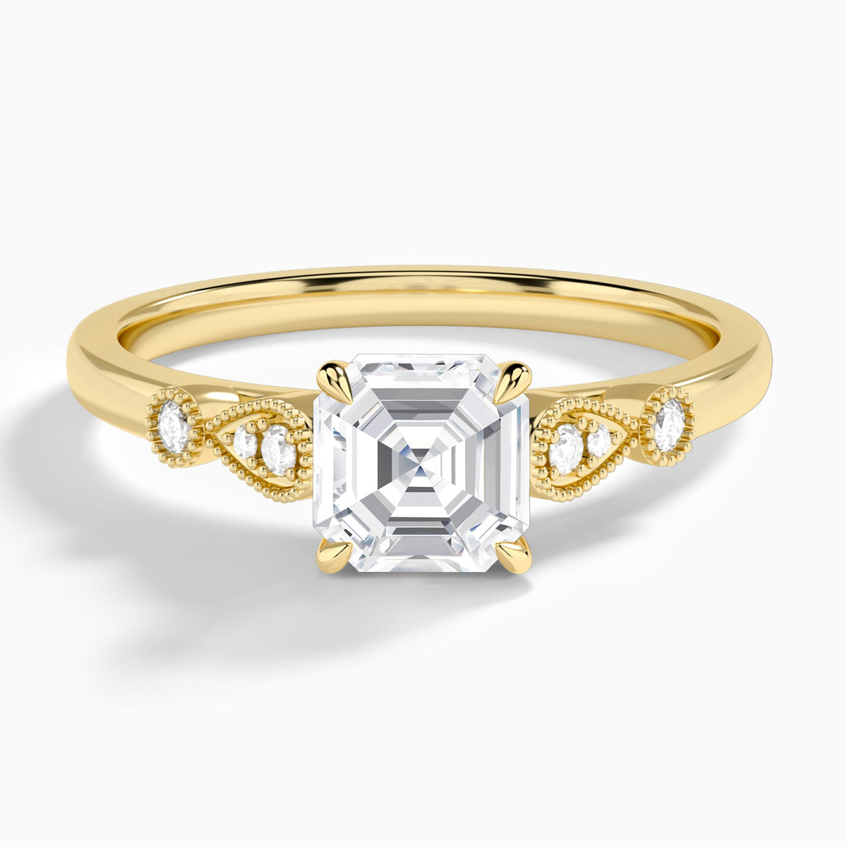 Asscher Ballad Lab Grown Diamond Engagement Ring In 14K Yellow Gold - Lucenjuri