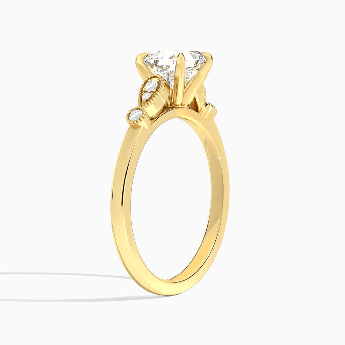 Asscher Ballad Lab Grown Diamond Engagement Ring In 18K Yellow Gold, Angle View