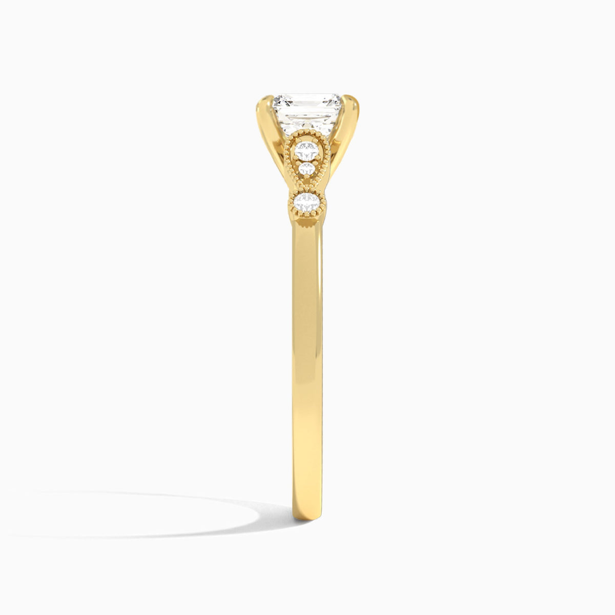 Asscher Ballad Lab Grown Diamond Engagement Ring In 14K Yellow Gold, Side View