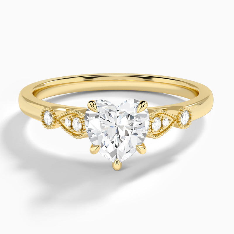 Heart Ballad Lab Grown Diamond Engagement Ring In 14K Yellow Gold - Lucenjuri