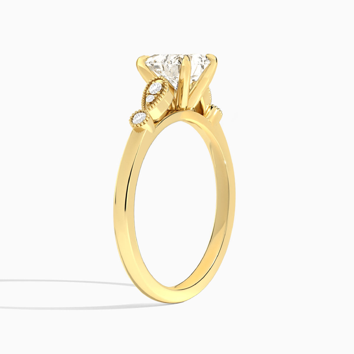 Heart Ballad Lab Grown Diamond Engagement Ring In 18K Yellow Gold, Angle View