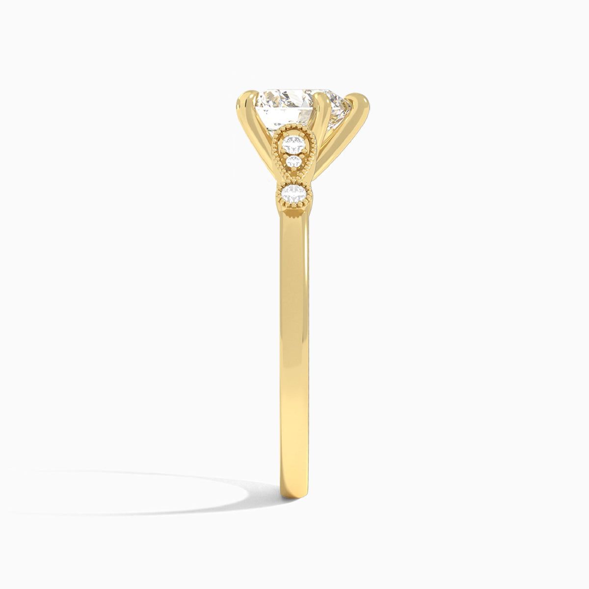 Heart Ballad Lab Grown Diamond Engagement Ring In 14K Yellow Gold, Side View