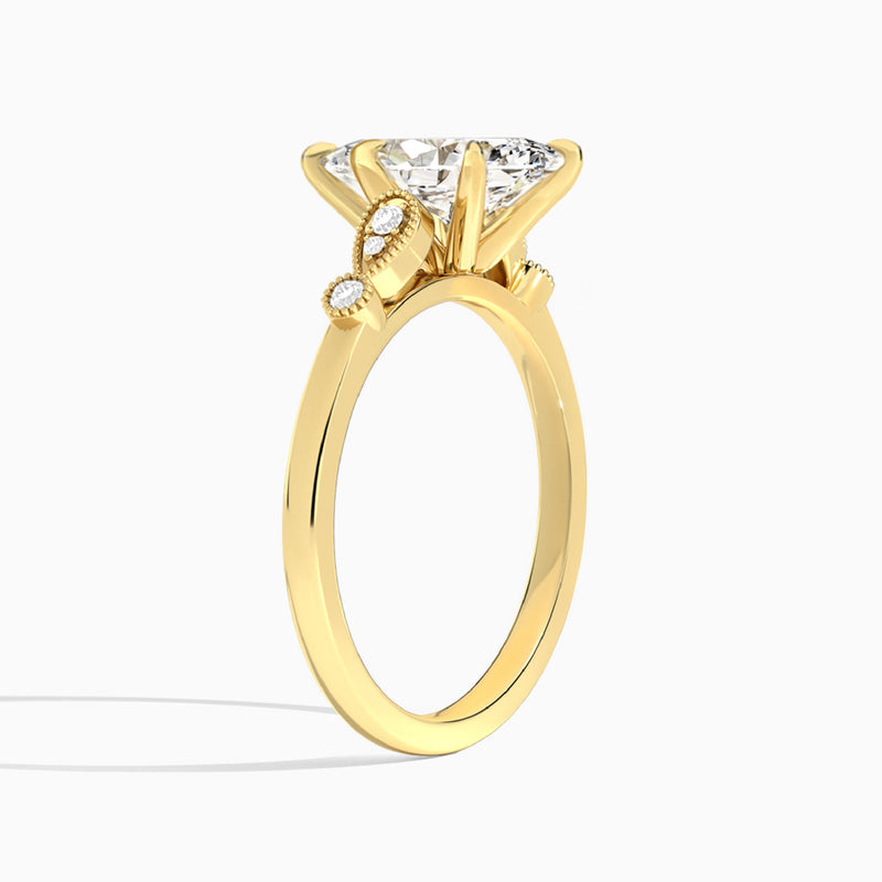 Marquise Ballad Lab Grown Diamond Engagement Ring In 14K Yellow Gold, Angle View