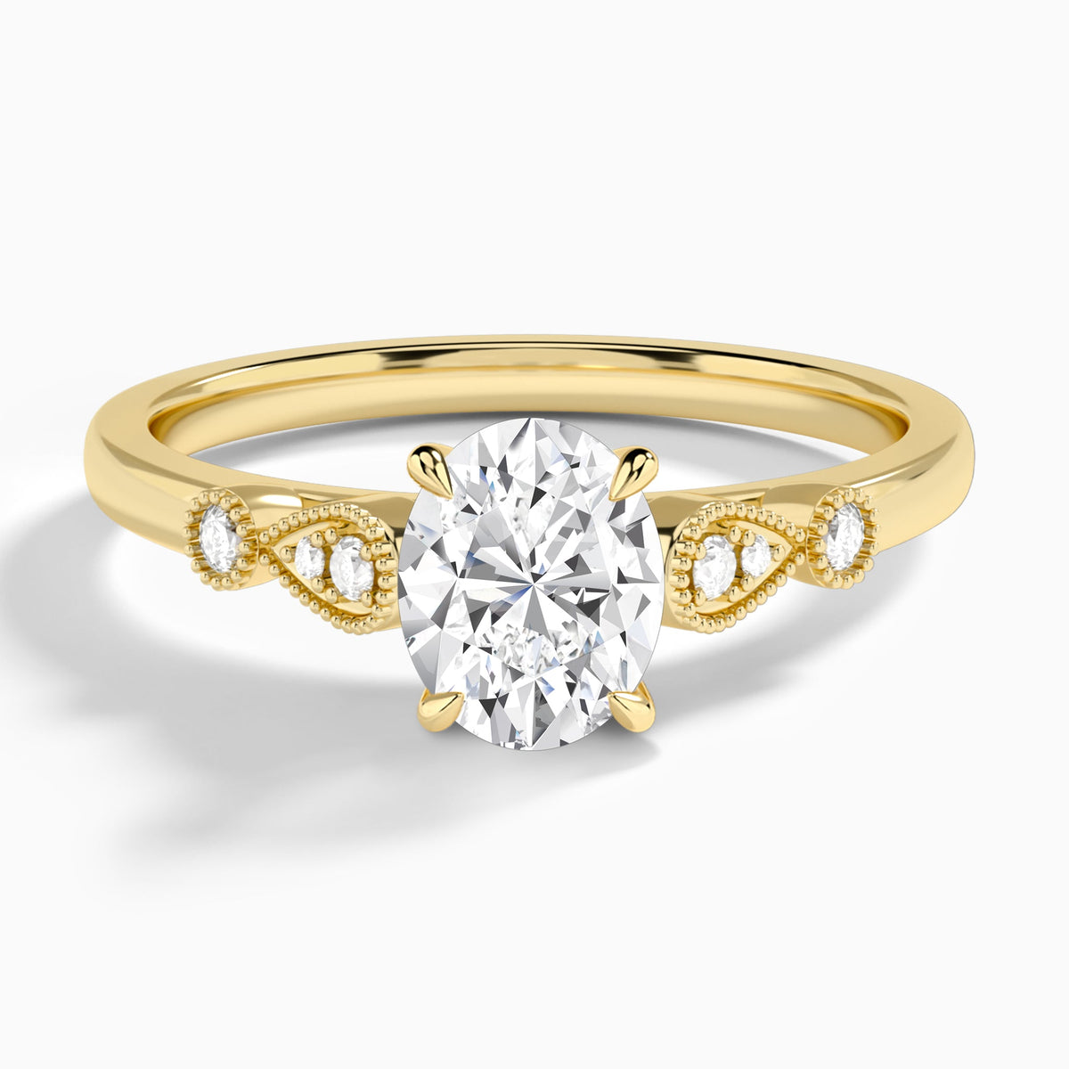 Oval Ballad Lab Grown Diamond Engagement Ring In 14K Yellow Gold - Lucenjuri