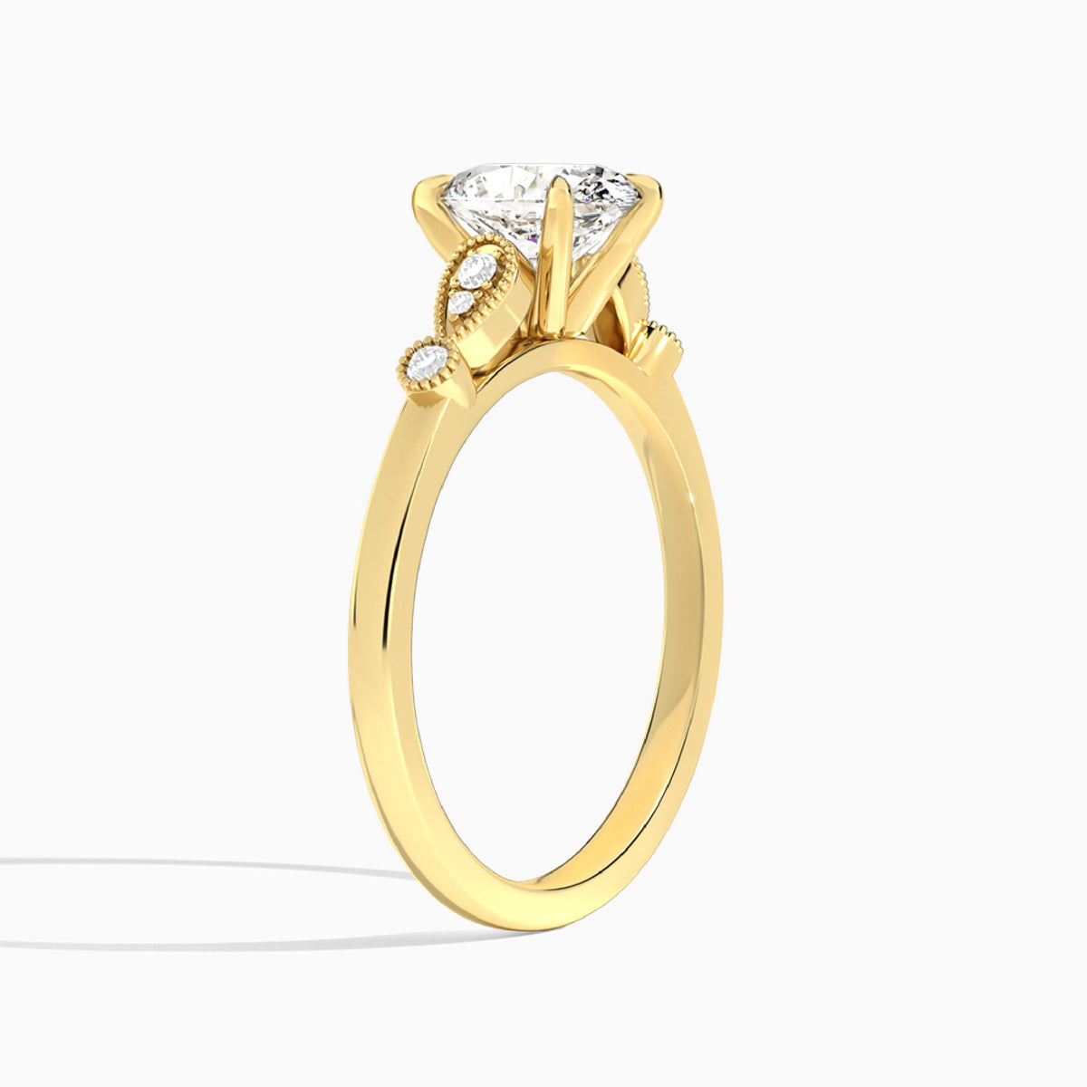 Oval Ballad Lab Grown Diamond Engagement Ring In 14K Yellow Gold, Angle View
