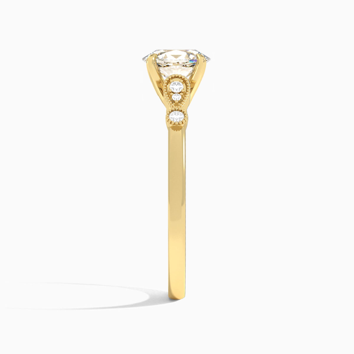 Oval Ballad Lab Grown Diamond Engagement Ring In 18K Yellow Gold, Side View