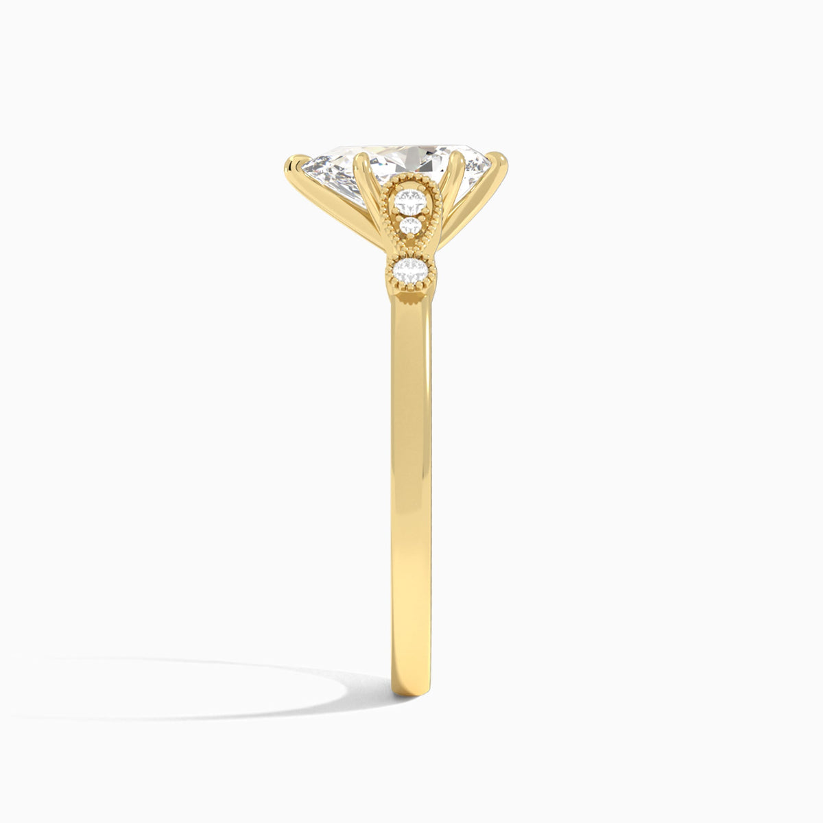 Pear Ballad Lab Grown Diamond Engagement Ring In 14K Yellow Gold, Side View