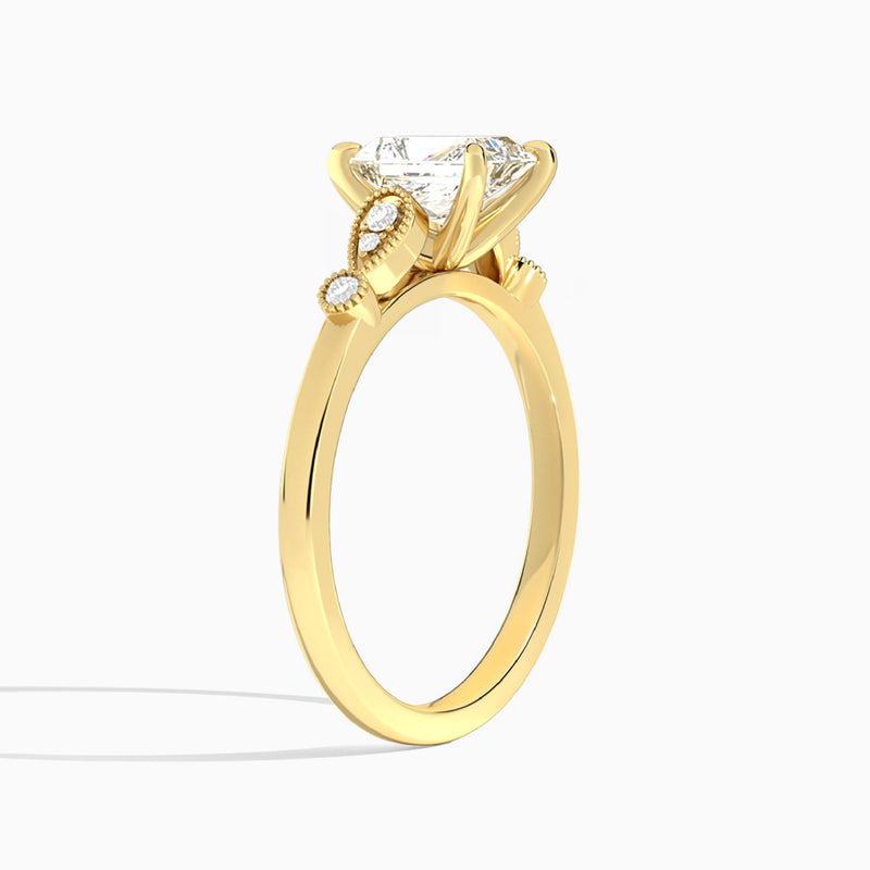 Radiant Ballad Lab Grown Diamond Engagement Ring In 18K Yellow Gold, Angle View