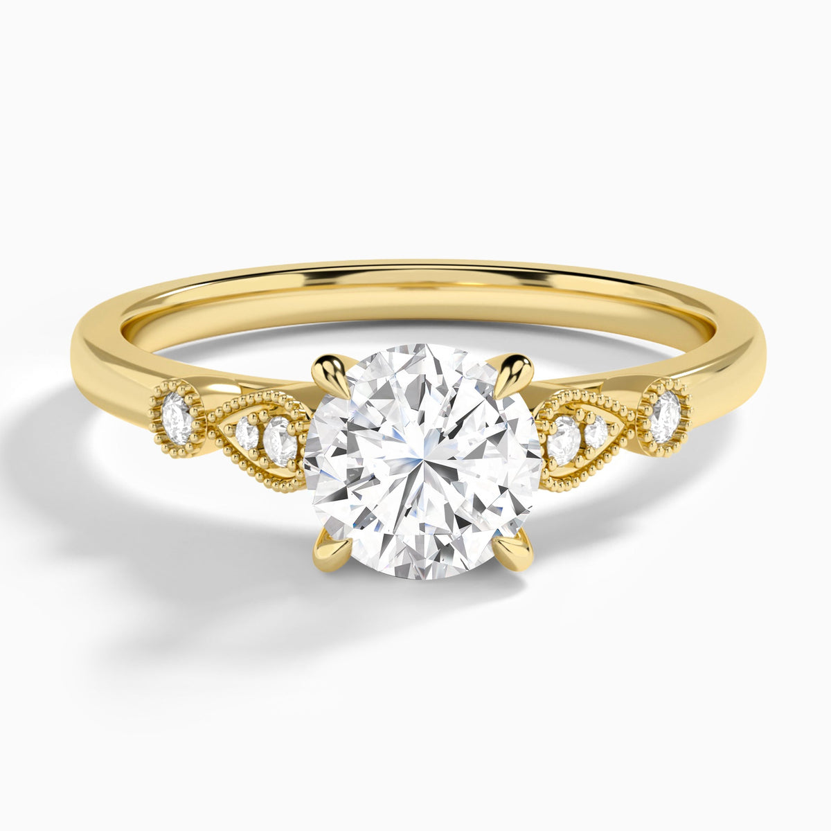 Round Ballad Lab Grown Diamond Engagement Ring In 18K Yellow Gold - Lucenjuri