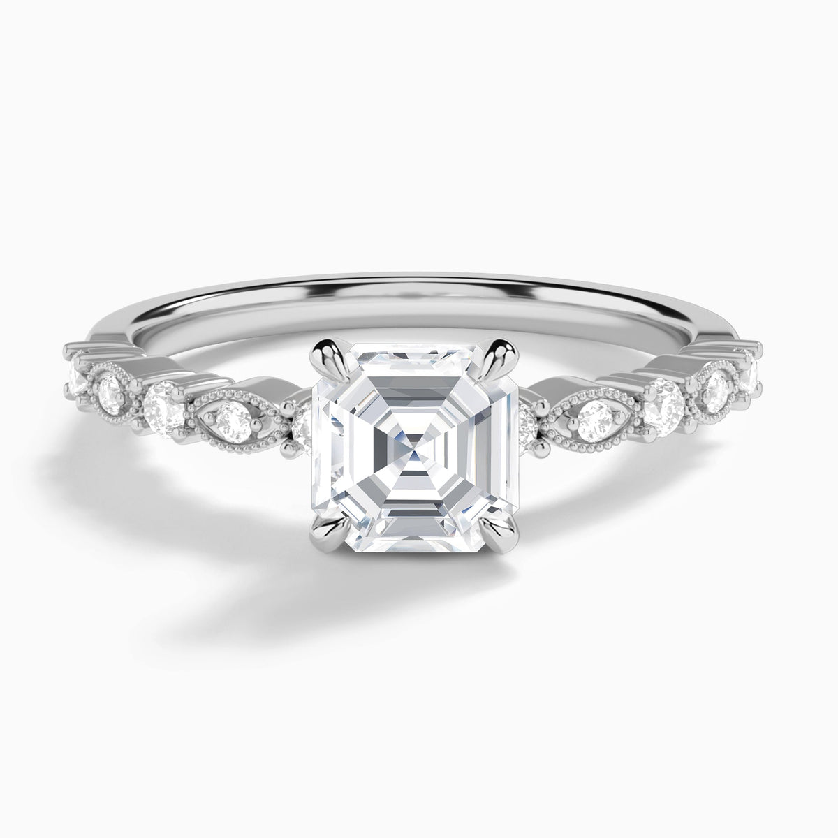 Asscher Vrenna Lab Grown Diamond Engagement Ring In Platinum - Lucenjuri