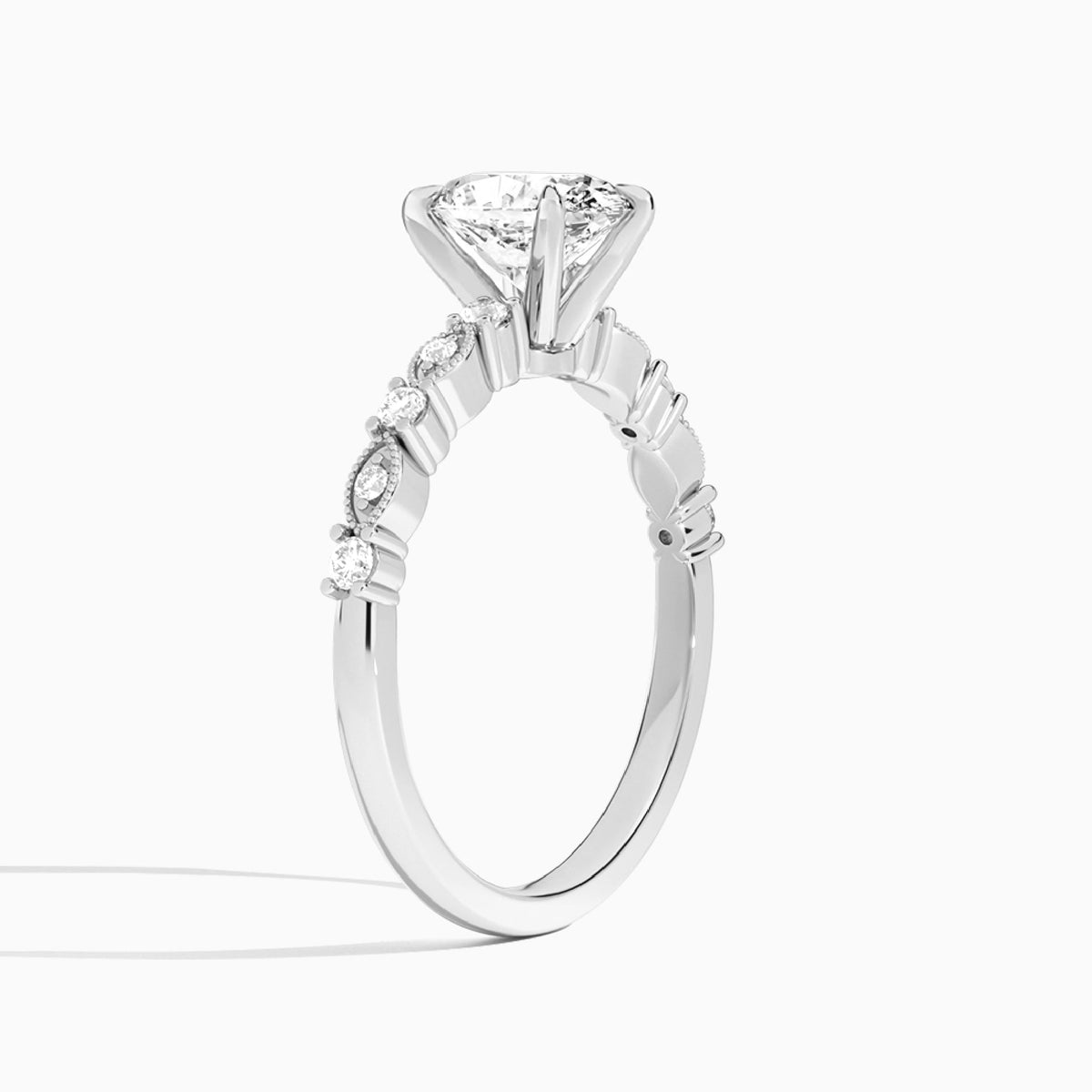 Oval Vrenna Lab Grown Diamond Engagement Ring In Platinum, Angle View