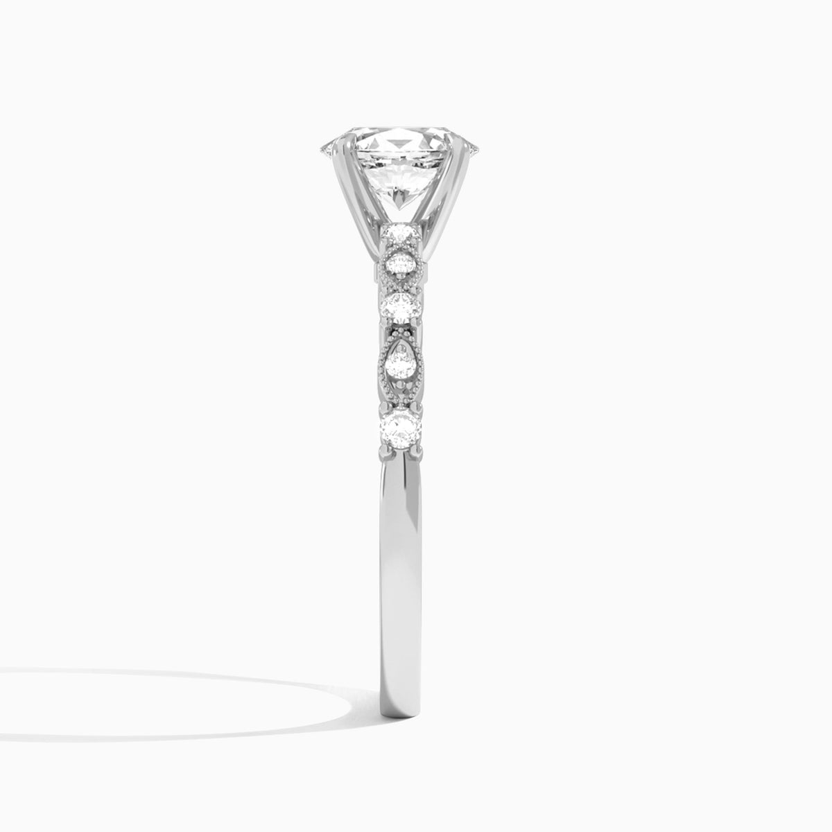 Oval Vrenna Lab Grown Diamond Engagement Ring In Platinum, Side View