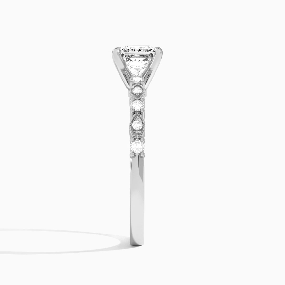Princess Vrenna Lab Grown Diamond Engagement Ring In Platinum, Side View