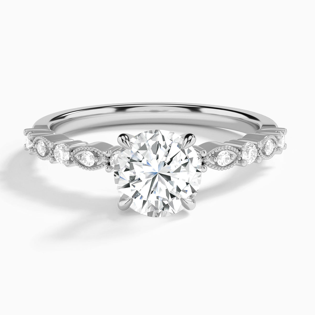 Round Vrenna Lab Grown Diamond Engagement Ring In Platinum - Lucenjuri