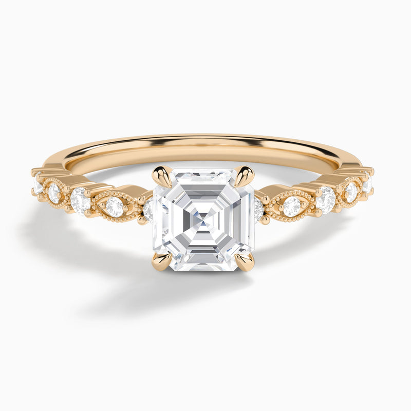 Asscher Vrenna Lab Grown Diamond Engagement Ring In 14K Rose Gold - Lucenjuri