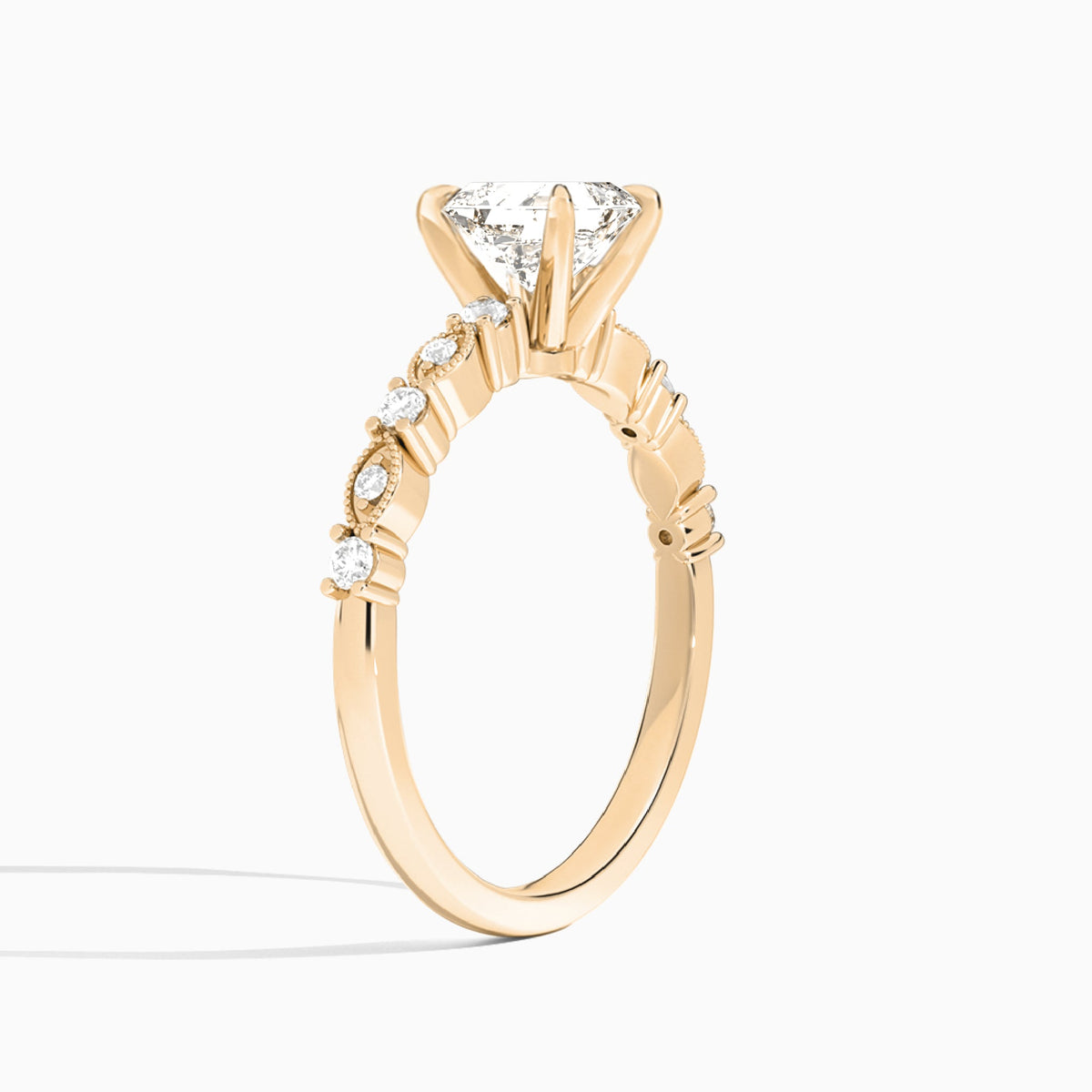 Asscher Vrenna Lab Grown Diamond Engagement Ring In 14K Rose Gold, Angle View