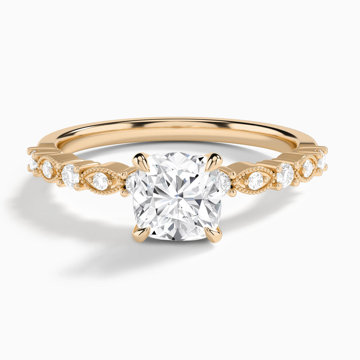 Cushion Vrenna Lab Grown Diamond Engagement Ring In 14K Rose Gold - Lucenjuri