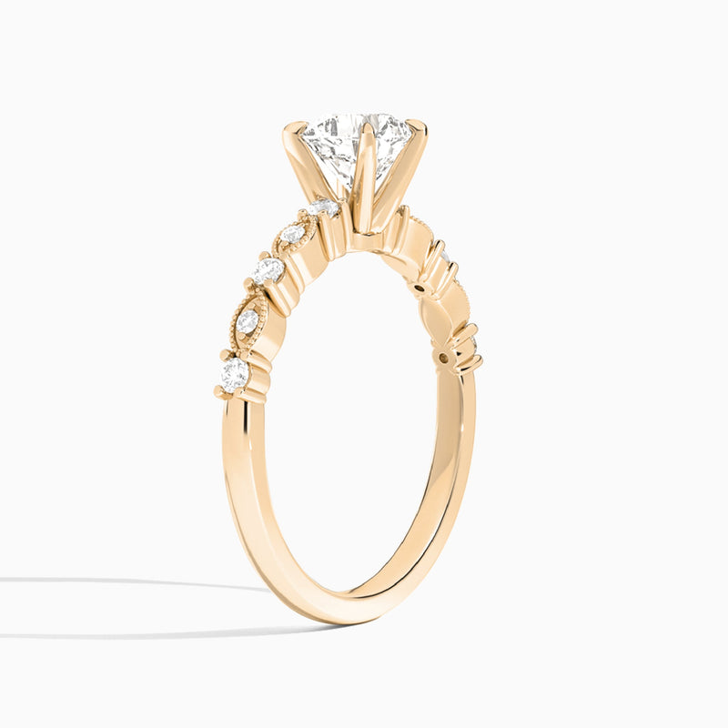 Cushion Vrenna Lab Grown Diamond Engagement Ring In 14K Rose Gold, Angle View