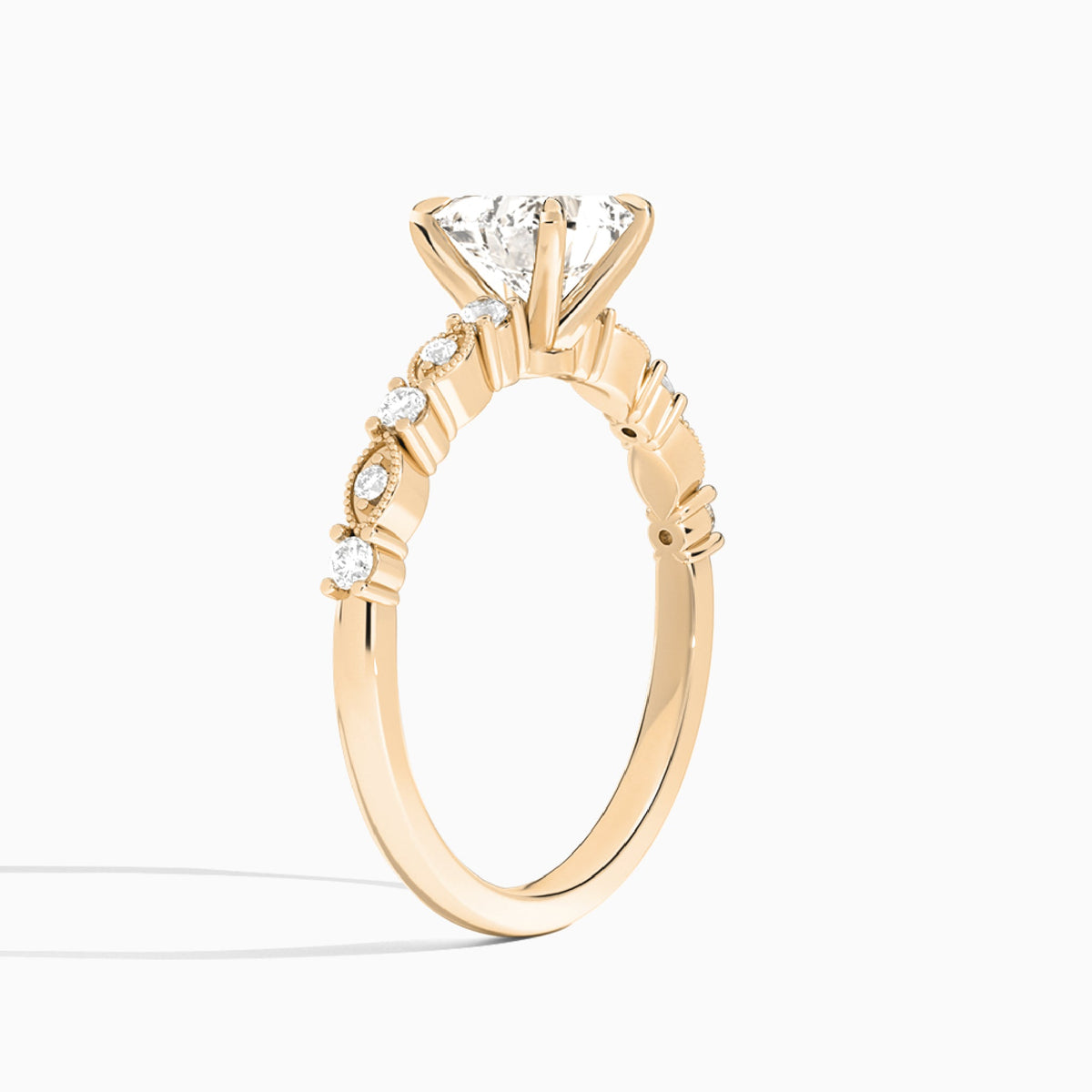 Heart Vrenna Lab Grown Diamond Engagement Ring In 14K Rose Gold, Angle View