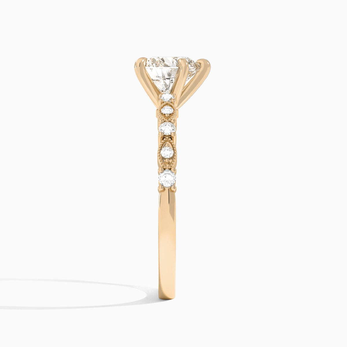 Heart Vrenna Lab Grown Diamond Engagement Ring In 14K Rose Gold, Side View
