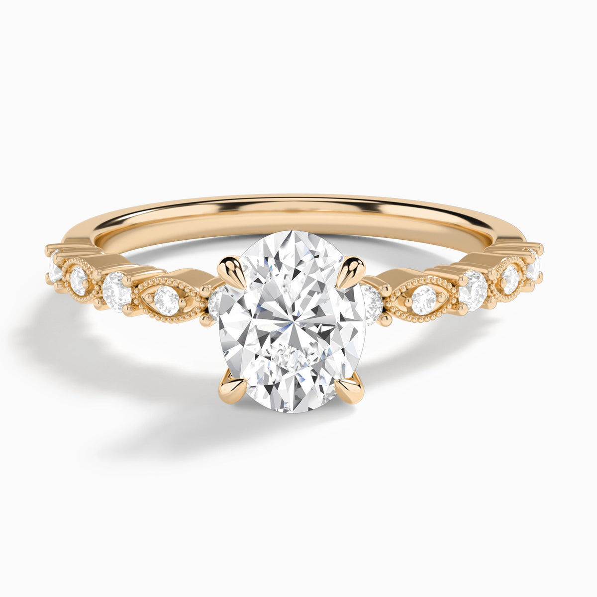 Oval Vrenna Lab Grown Diamond Engagement Ring In 14K Rose Gold - Lucenjuri