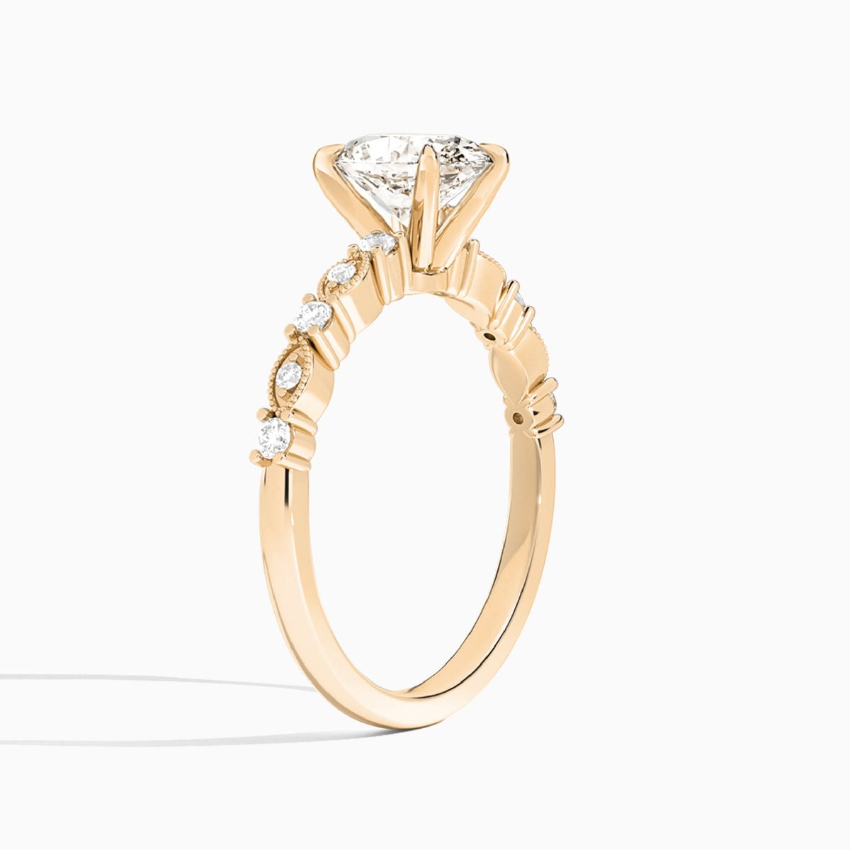 Oval Vrenna Lab Grown Diamond Engagement Ring In 14K Rose Gold, Angle View