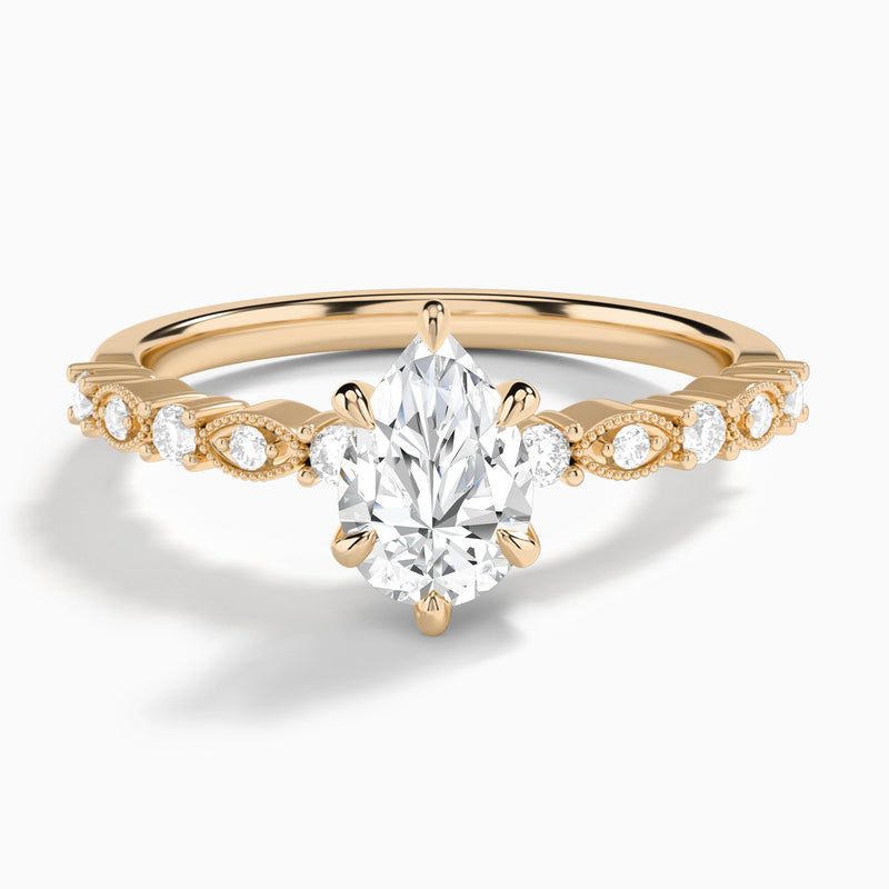 Pear Vrenna Lab Grown Diamond Engagement Ring In 14K Rose Gold - Lucenjuri