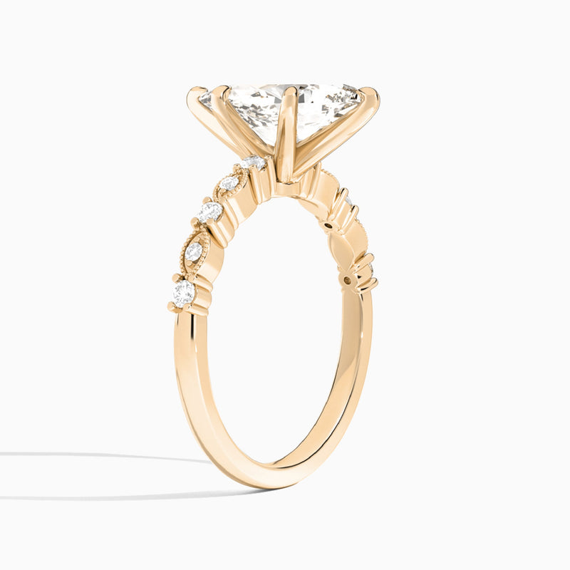 Pear Vrenna Lab Grown Diamond Engagement Ring In 14K Rose Gold, Angle View