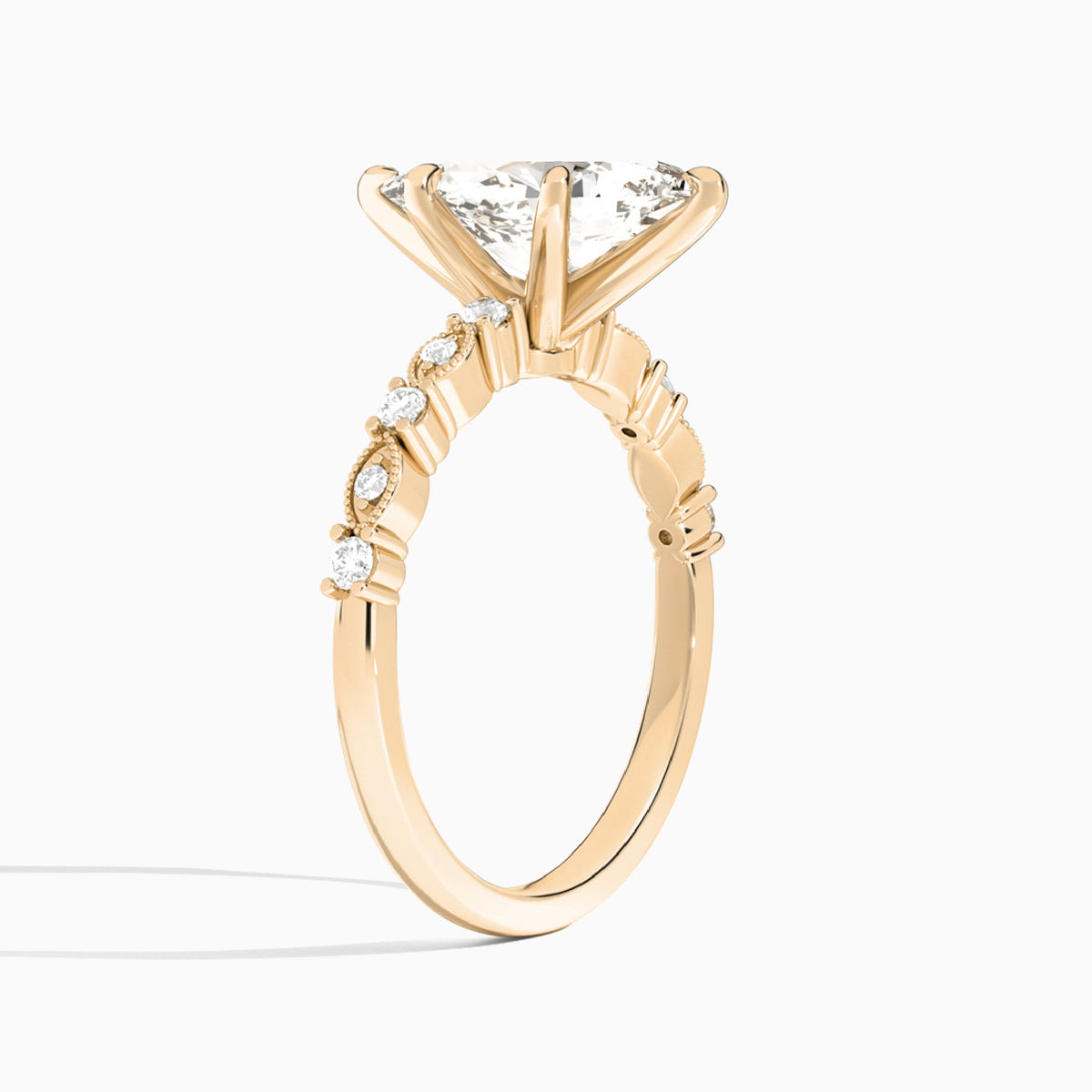 Pear Vrenna Lab Grown Diamond Engagement Ring In 14K Rose Gold, Angle View