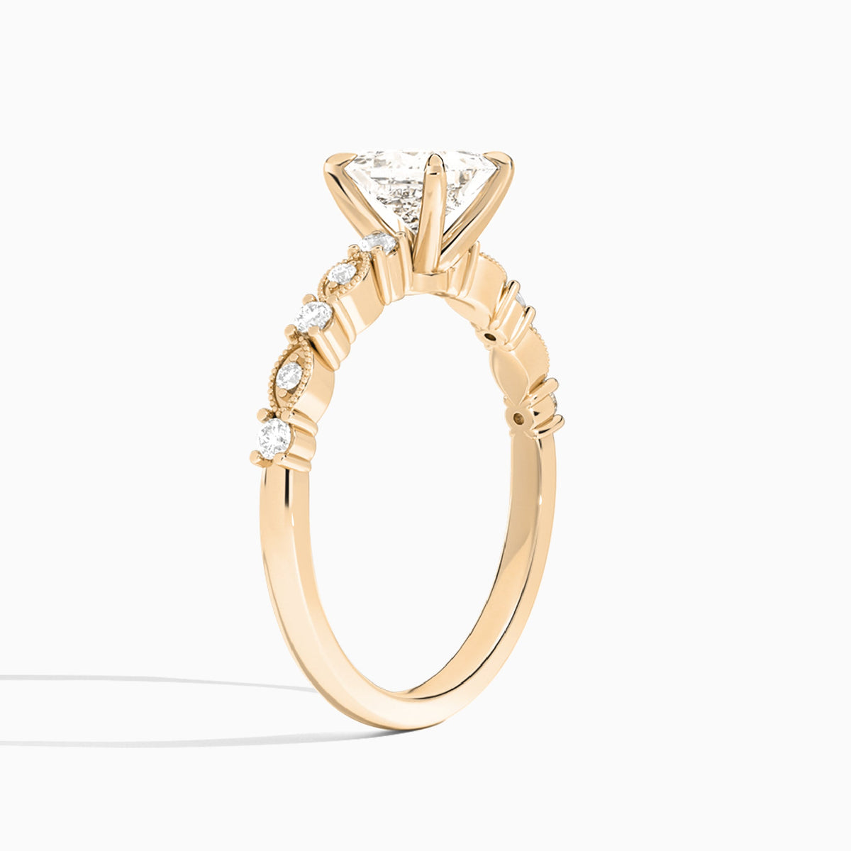 Princess Vrenna Lab Grown Diamond Engagement Ring In 14K Rose Gold, Angle View