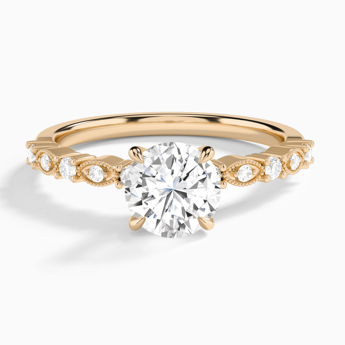 Round Vrenna Lab Grown Diamond Engagement Ring In 14K Rose Gold - Lucenjuri
