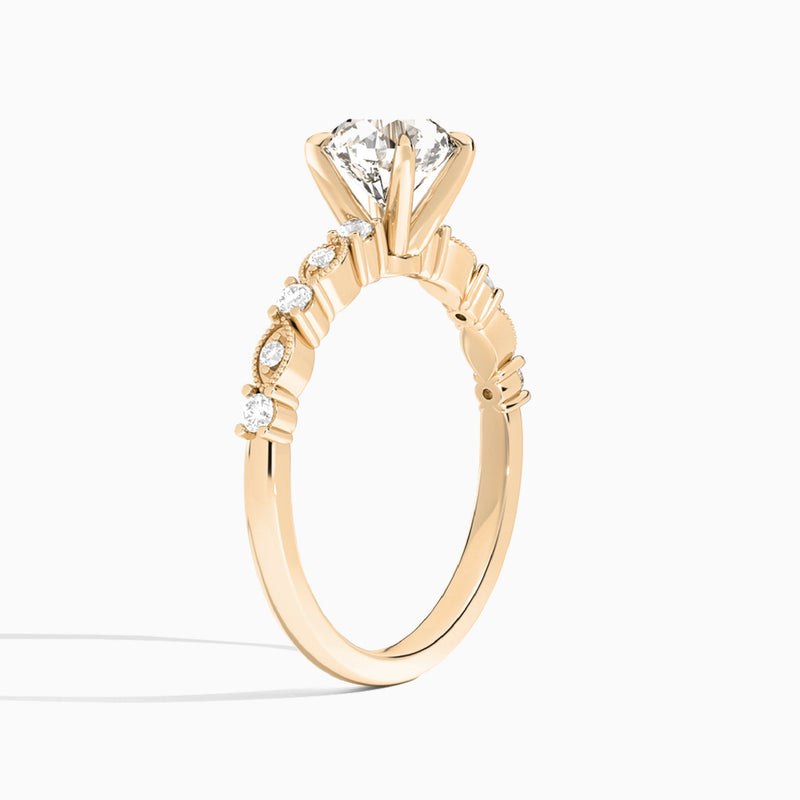 Round Vrenna Lab Grown Diamond Engagement Ring In 14K Rose Gold, Angle View