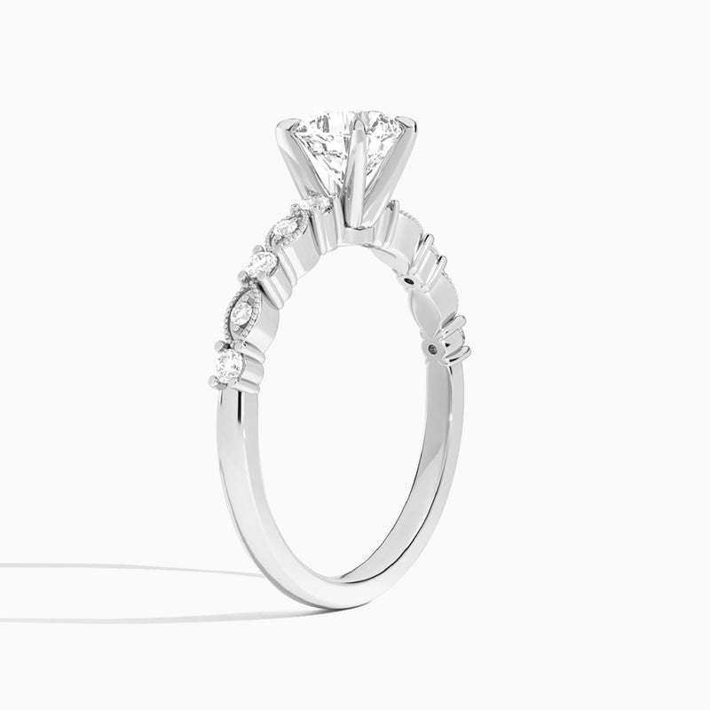 Cushion Vrenna Lab Grown Diamond Engagement Ring In 14K White Gold, Angle View