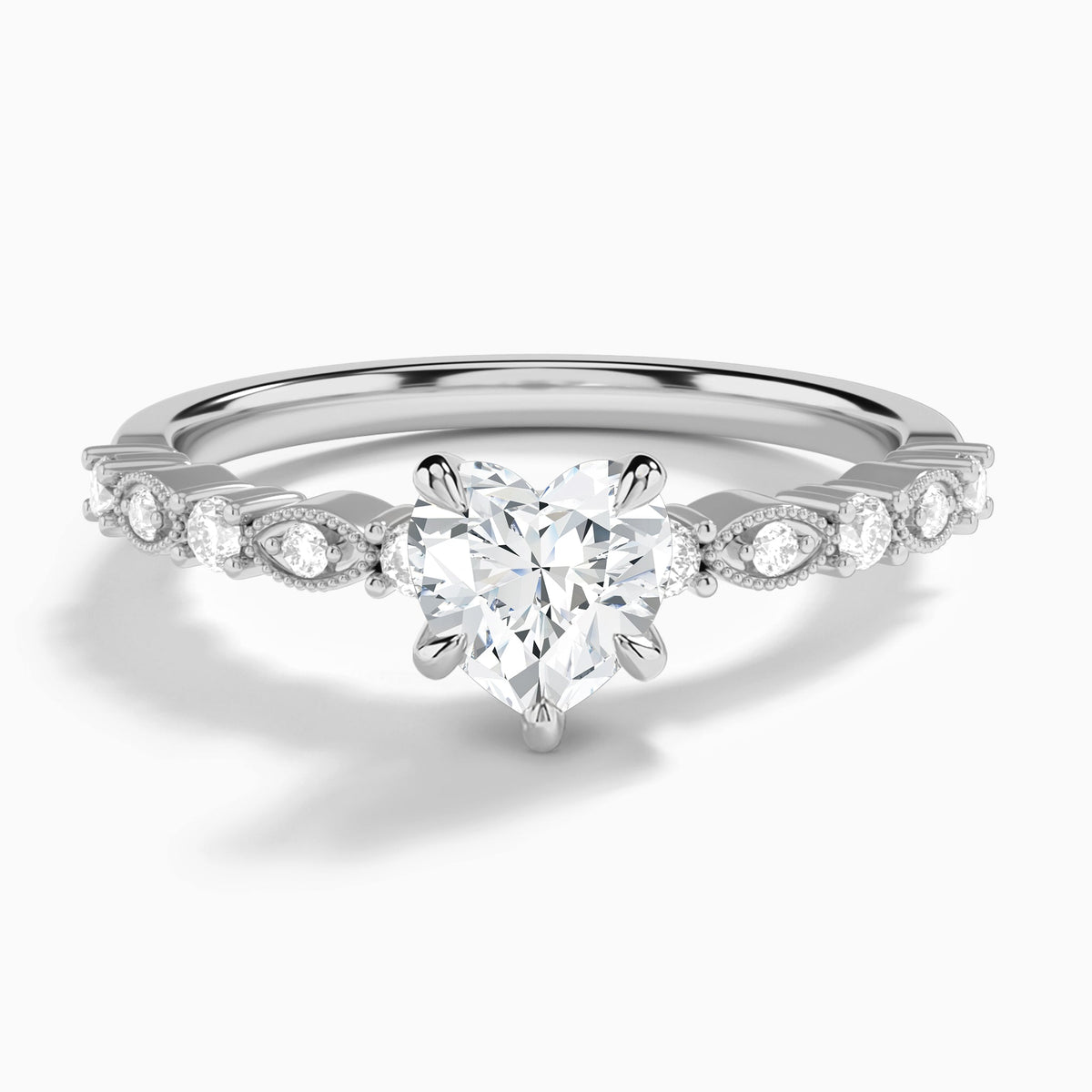 Heart Vrenna Lab Grown Diamond Engagement Ring In 14K White Gold - Lucenjuri