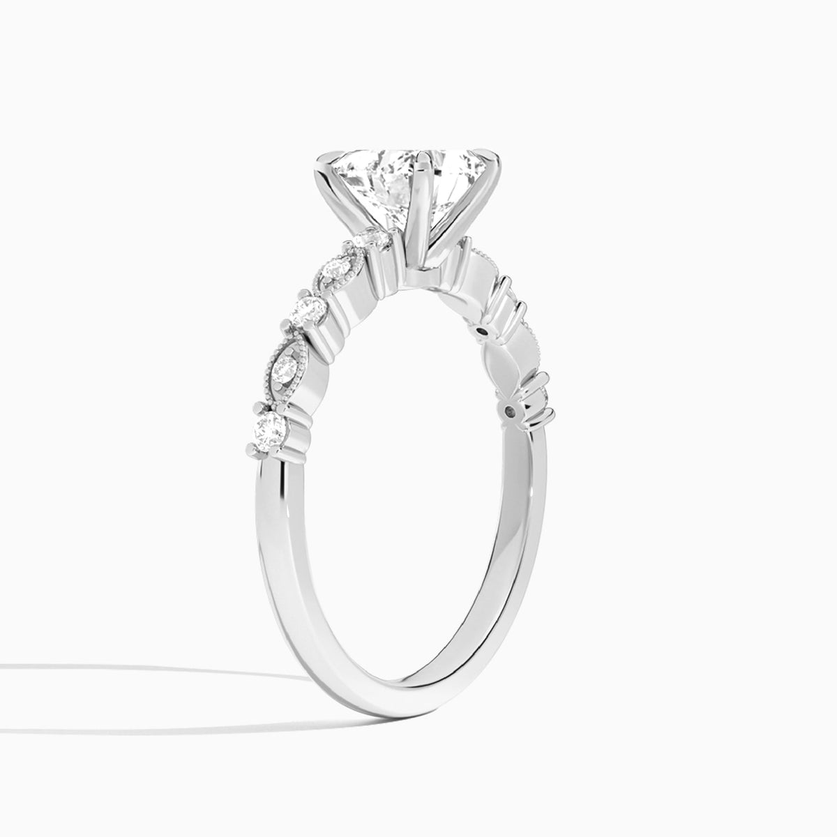 Heart Vrenna Lab Grown Diamond Engagement Ring In 14K White Gold, Angle View