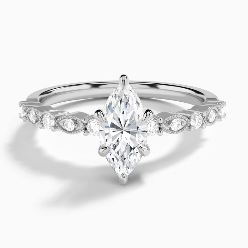 Marquise Vrenna Lab Grown Diamond Engagement Ring In 14K White Gold - Lucenjuri