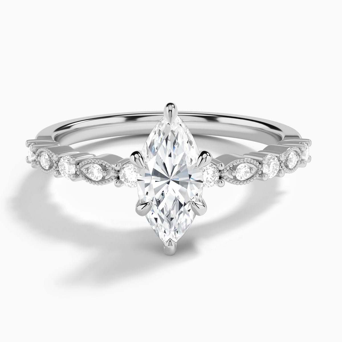 Marquise Vrenna Lab Grown Diamond Engagement Ring In 14K White Gold - Lucenjuri