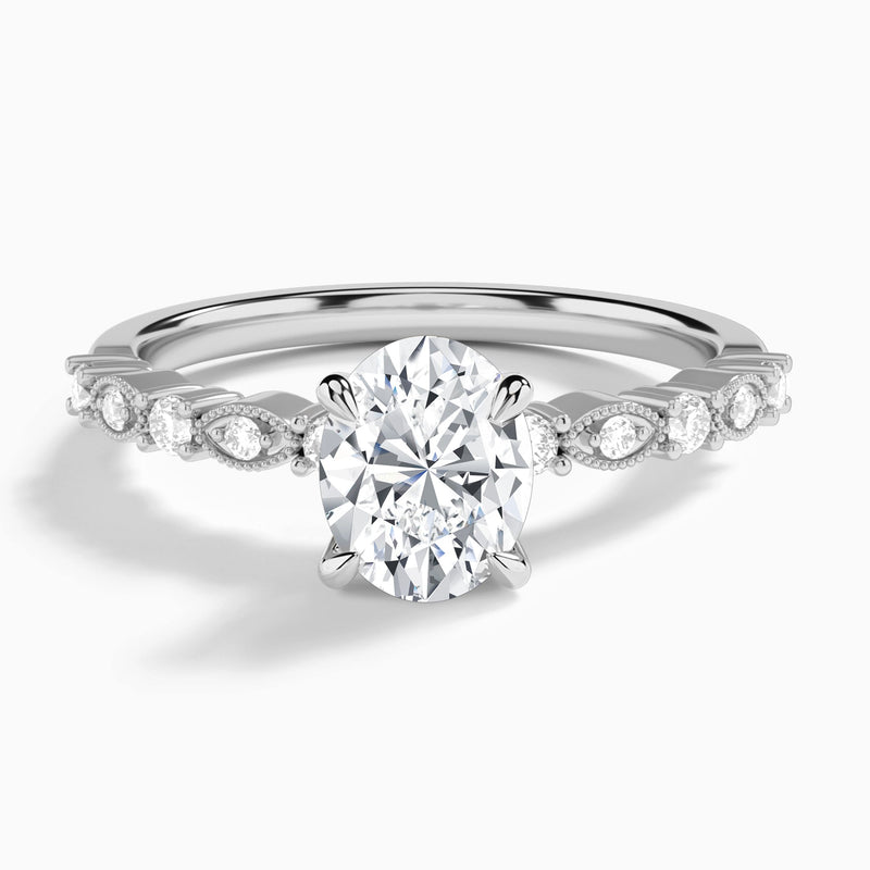 Oval Vrenna Lab Grown Diamond Engagement Ring In 14K White Gold - Lucenjuri