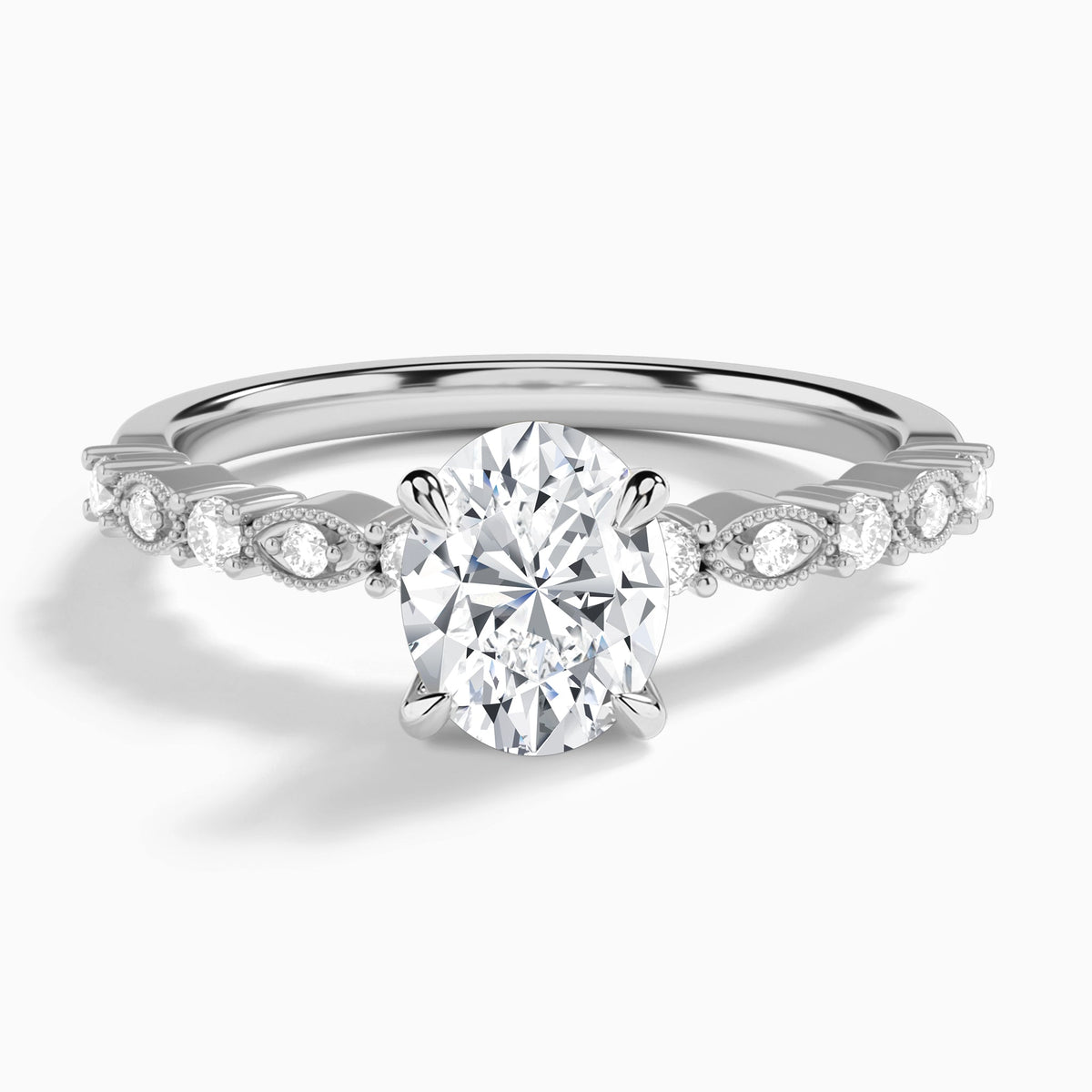 Oval Vrenna Lab Grown Diamond Engagement Ring In 18K White Gold - Lucenjuri