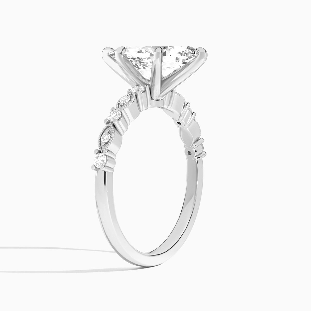 Pear Vrenna Lab Grown Diamond Engagement Ring In 18K White Gold, Angle View