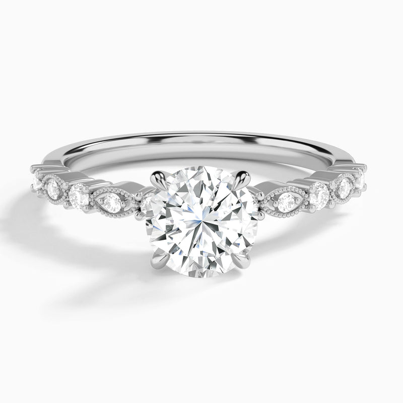 Round Vrenna Lab Grown Diamond Engagement Ring In 14K White Gold - Lucenjuri