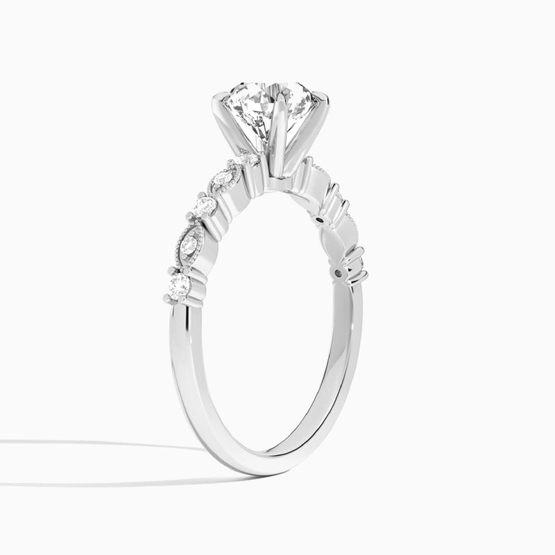 Round Vrenna Lab Grown Diamond Engagement Ring In 14K White Gold, Angle View