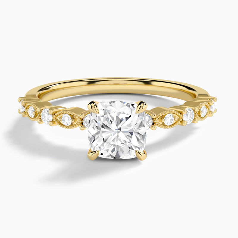Cushion Vrenna Lab Grown Diamond Engagement Ring In 18K Yellow Gold - Lucenjuri