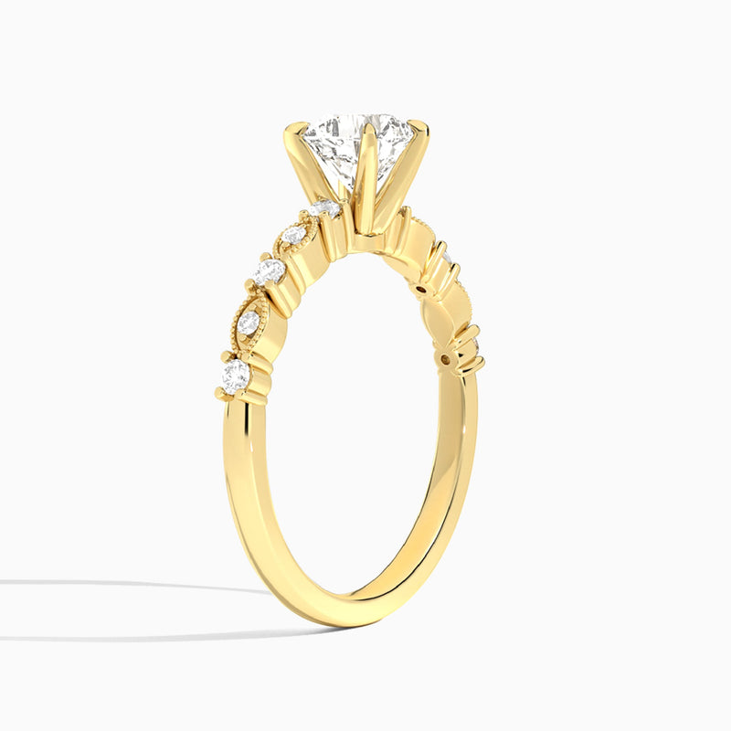 Cushion Vrenna Lab Grown Diamond Engagement Ring In 18K Yellow Gold, Angle View