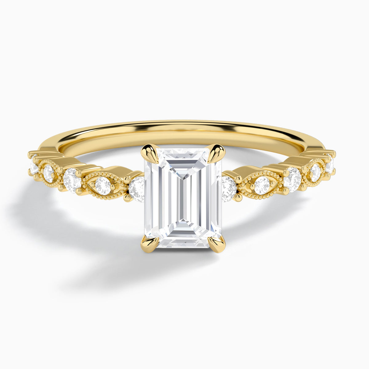 Emerald Vrenna Lab Grown Diamond Engagement Ring In 14K Yellow Gold - Lucenjuri