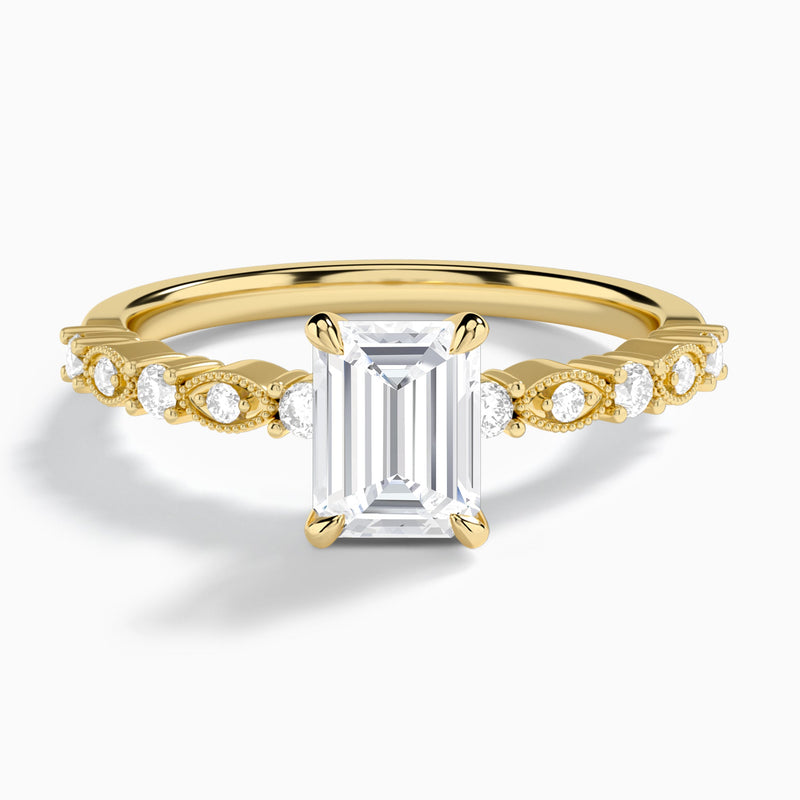 Emerald Vrenna Lab Grown Diamond Engagement Ring In 18K Yellow Gold - Lucenjuri