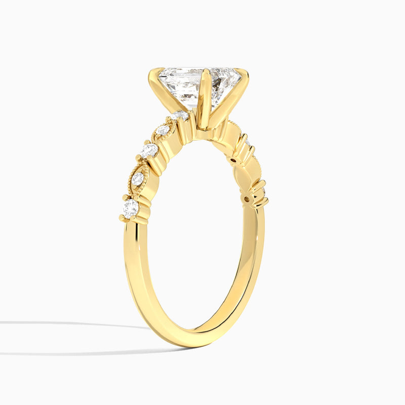 Emerald Vrenna Lab Grown Diamond Engagement Ring In 18K Yellow Gold, Angle View