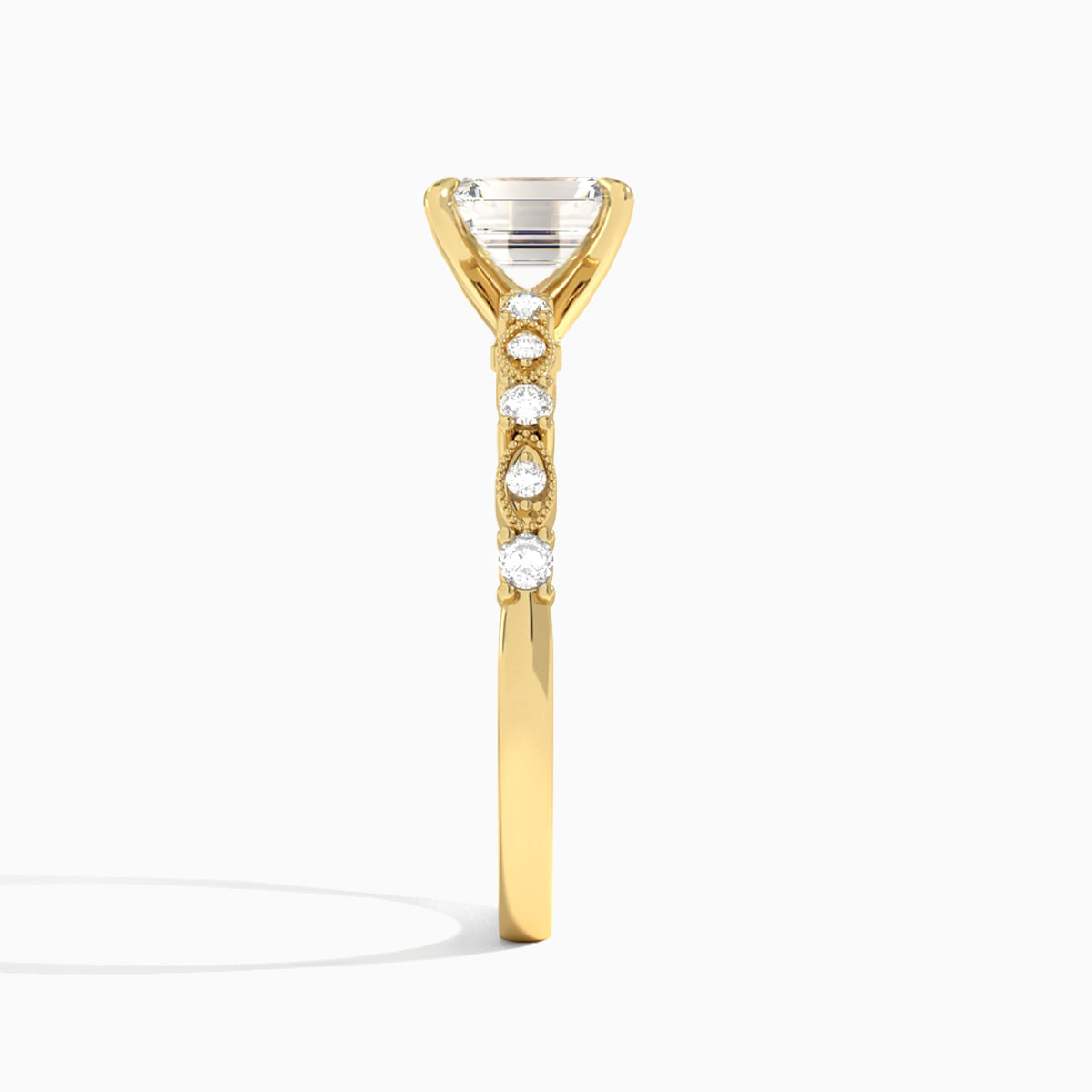 Emerald Vrenna Lab Grown Diamond Engagement Ring In 14K Yellow Gold, Side View