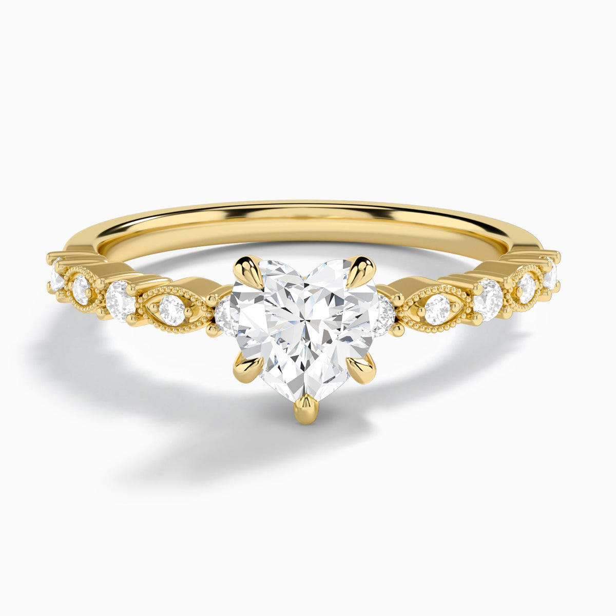 Heart Vrenna Lab Grown Diamond Engagement Ring In 14K Yellow Gold - Lucenjuri